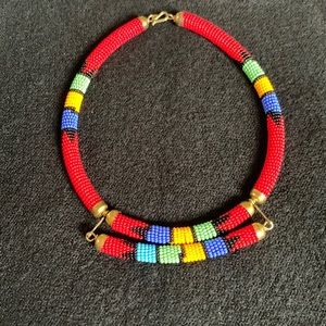 Masai beads handmade necklace in bright colors